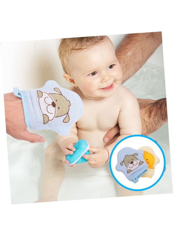 هيلفتي قفازات استحمام للأطفال من هيليفتي، قطعتان، على شكل بطة وكلب، ومنشفة غسيل للأطفال، وقفازات غسيل، وإسفنجة استحمام، وفرشاة تقشير للجسم، ومناشف غسيل، وإسفنجة للأطفال الصغار - Image 3