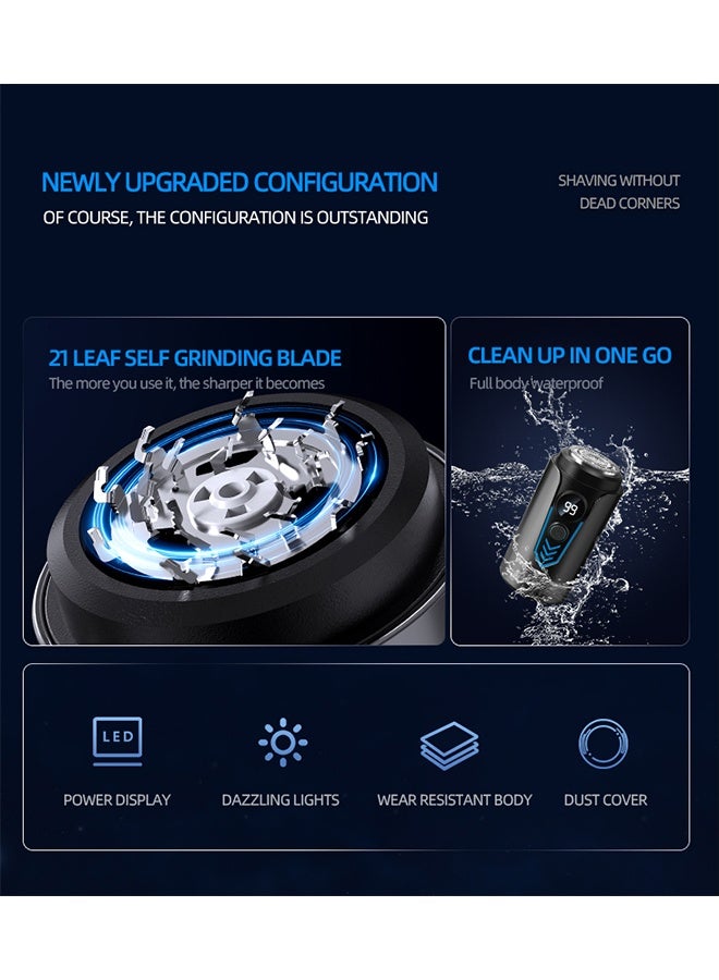 JCB CHIC ماكينة حلاقة كهربائية صغيرة بشاشة عرض رقمية LED للرجال بشاشة عرض رقمية للرجال من النوع c- سي-شحن السيارة ماكينة حلاقة جافة قابلة للشحن في المنزل مع USB قابلة للشحن، مقاومة للماء لهدية الأب الزوج (T2 أزرق) - Image 3