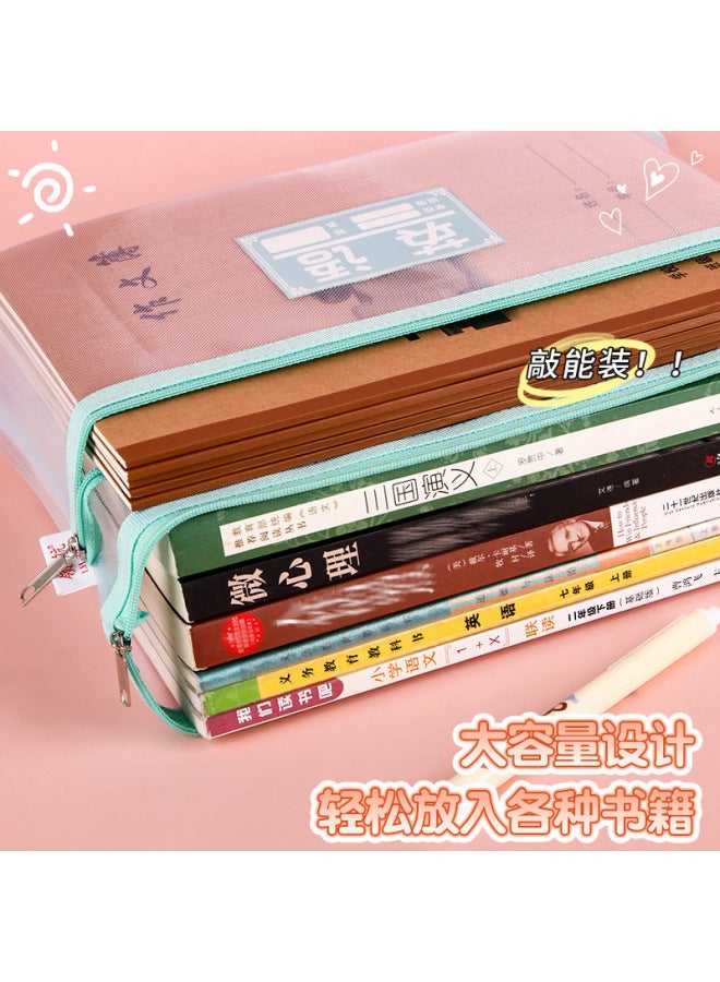 New A4 Subject Double-layer Mesh Bag Textbook Classifiion Transparent Storage Bag Student Test Paper Zipper Portable File Bag - Image 3