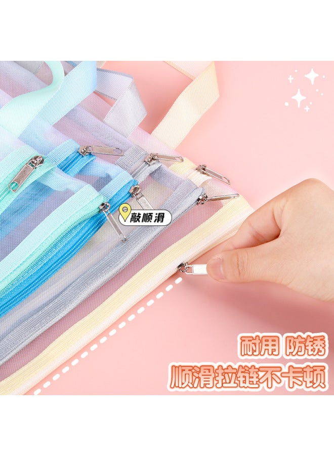 New A4 Subject Double-layer Mesh Bag Textbook Classifiion Transparent Storage Bag Student Test Paper Zipper Portable File Bag - Image 4