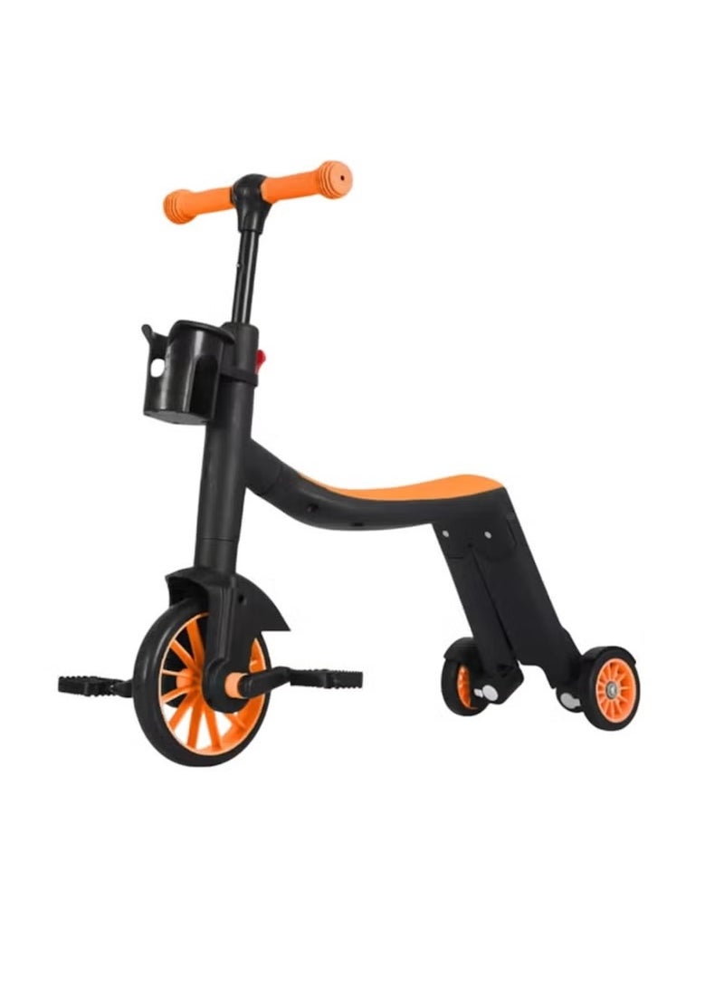 Huitich 3-In-1 Convertible Tricycle, Balance Bike & Kick Scooter for Kids – Orange - Image 1