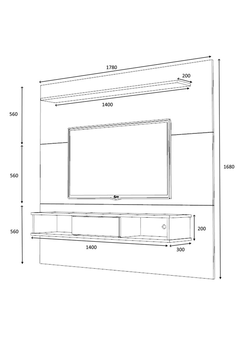 سحابة وحدة تلفزيون سلينا - طاولة شاشة بتصميم فخم وانيق مع حامل للشاشة وارفف للديكورات - Image 3