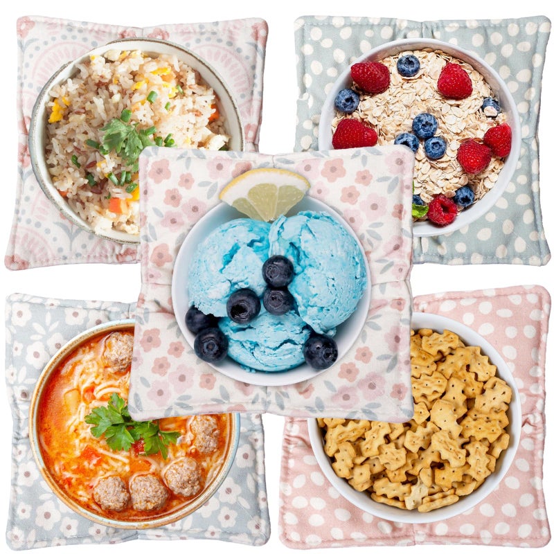 ROGITU Cotton Microwavable Bowl Cozy, Microwave-Safe Hot Bowl Holders, Soup bowl Cozy Hot Pads (Floral) - Image 3
