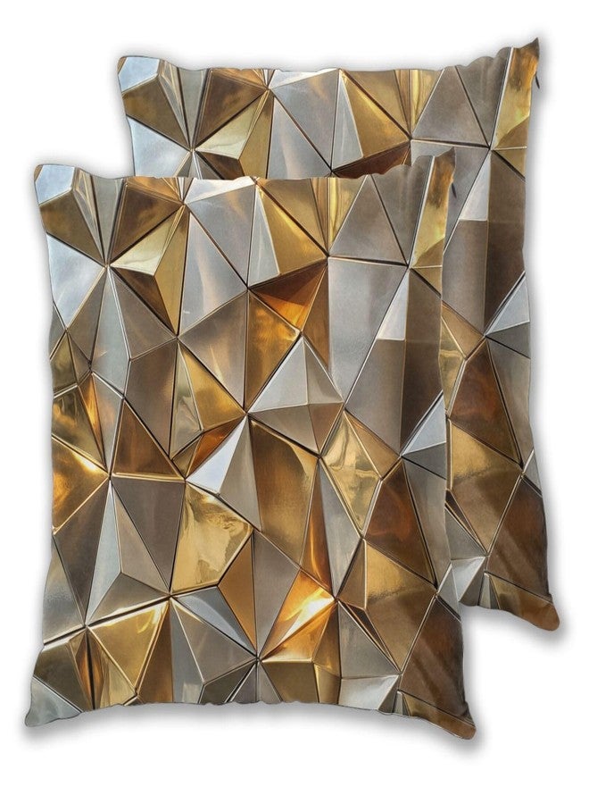 Droerfes Geometry Gold Throw Pillow Covers Decorative Cushion Cases Pillowcase for Home Living Room Bed Sofa Farmhouse 18 X 18 Inch Set of 2 - Image 2