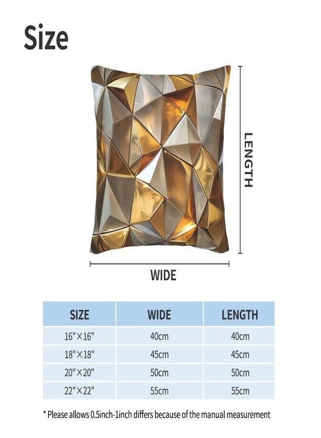 Droerfes Geometry Gold Throw Pillow Covers Decorative Cushion Cases Pillowcase for Home Living Room Bed Sofa Farmhouse 18 X 18 Inch Set of 2 - Image 3