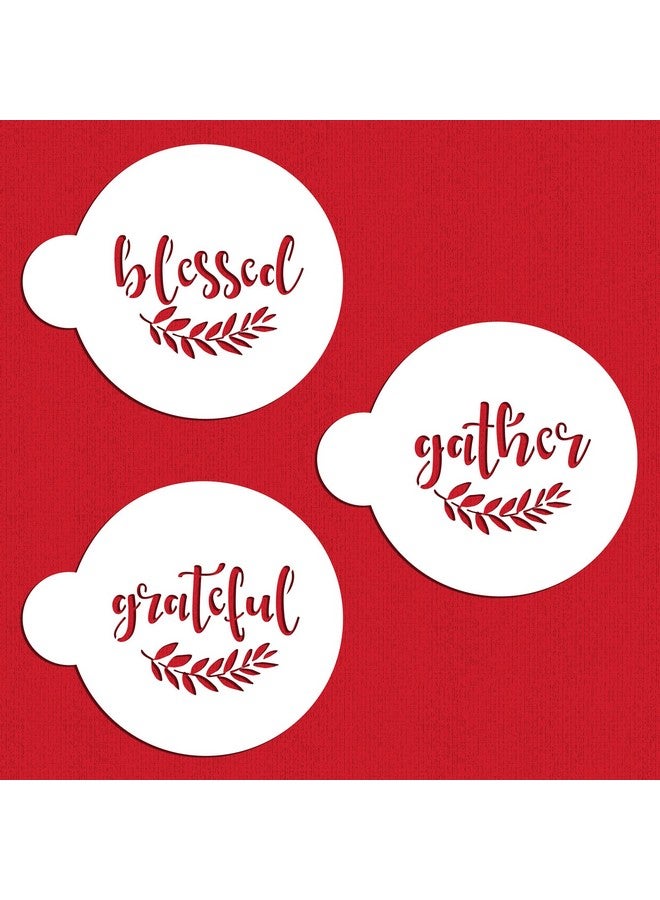 ديزاينر ستينسلز قالب كعكة "ممتن ومبارك ومتجمع" C993 من تصميم Designer Stencils - Image 1