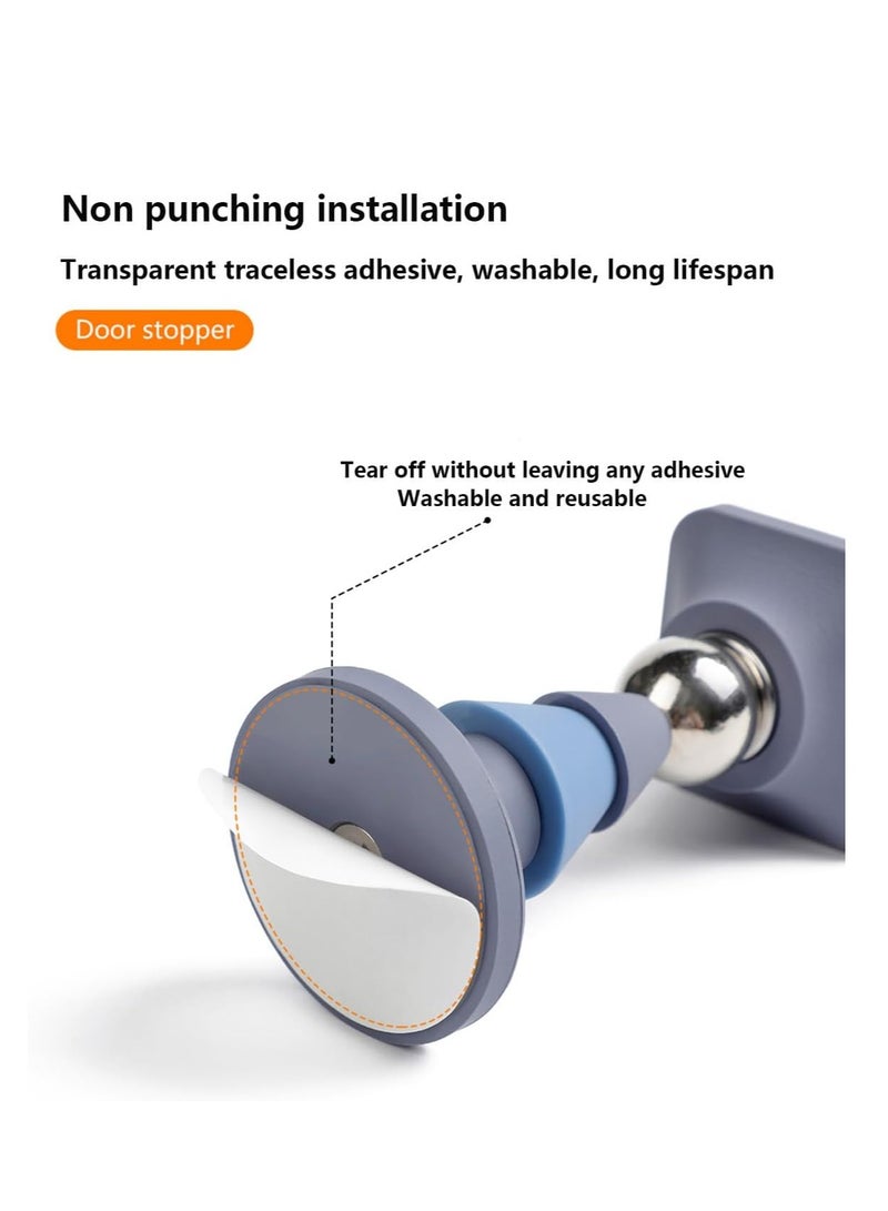 Zikra Magnetic Door Stopper Silicone Door Suction Punch-Free Door Stopper Anti-Collision Silicone Fixed Household Strong Magnetic Door Suction for Wall 2 Pcs Blue and White - Image 4