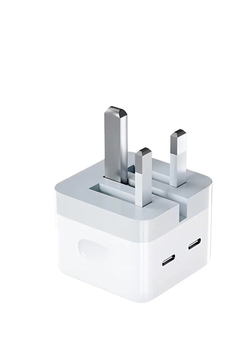 ELTRAZONE 50W Dual USB-C Fast Charger Adapter with 2 Type-C Ports, Quick Charging Plug Compatible with iPhone 14/13/12/11 Series, iPad Pro, iPad Mini 6 & Other USB-C Devices – White - Image 1