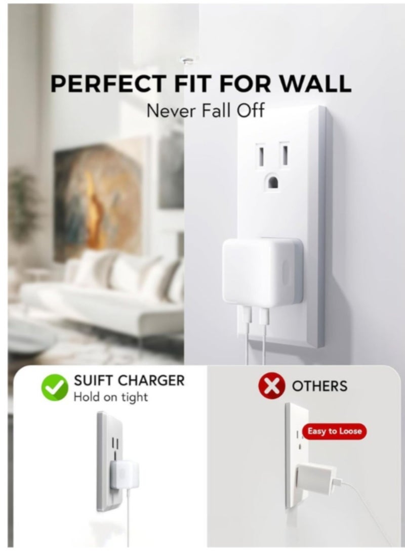 ELTRAZONE 50W Dual USB-C Fast Charger Adapter with 2 Type-C Ports, Quick Charging Plug Compatible with iPhone 14/13/12/11 Series, iPad Pro, iPad Mini 6 & Other USB-C Devices – White - Image 4