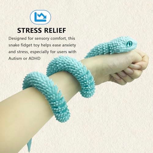 UXBSTM 24in 3D Printed Snake Toys Flexible 3D Printed Animal Fidget ADHD Snake Toys Perfect Desk Pet for Animal Collectors Easter Basket Essentials Easter Basket Stuffers - Image 5