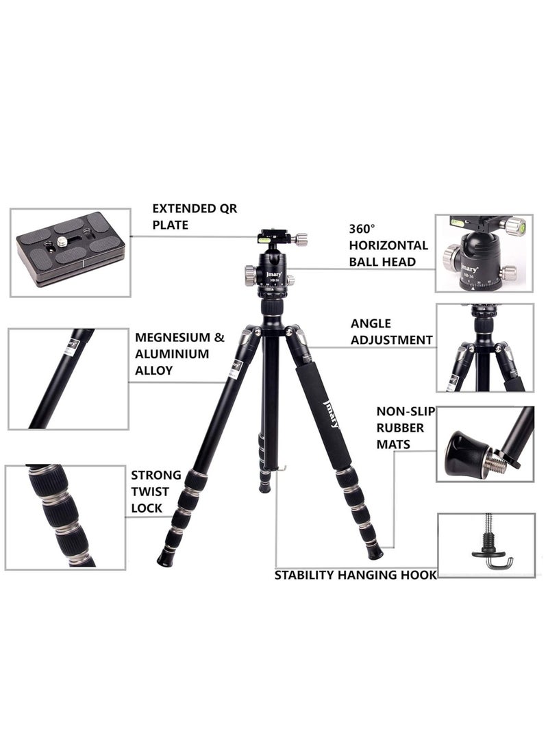Jmary Jmary Techlife KT225+NB36-5 Feet Height Aluminium Alloy Professional Tripod and Monopod for All DSLR Cameras - Black  - Image 2