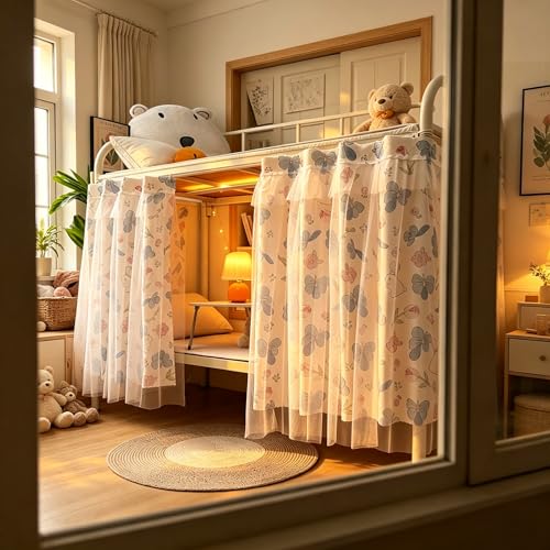 Qubanda Dorm Bottom Bunk Blackout Privacy Bed Curtains Bed Canopy Shading Dustproof Breathable Tent Nets Single Sleeper - Image 3