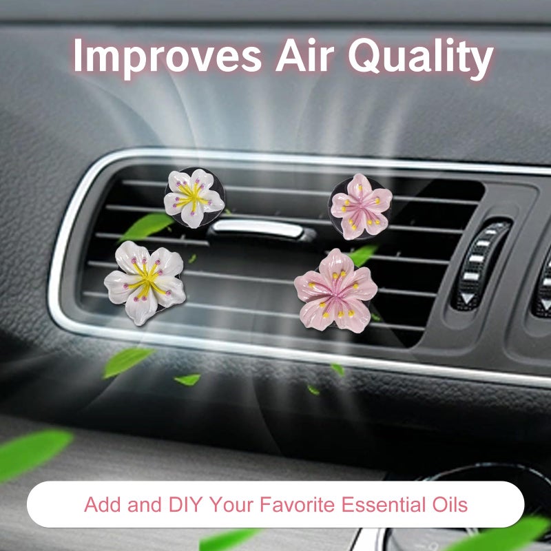 NIIIYTYB 6Pcs Cute Car Air Freshener Vent Clips Flower Air Vent Clips for Fresheners Pink Hawaiian Hibiscus and Cherry Blossom Car Accessories Aesthetic Interior Decor for Women Peach Blossom - Image 3
