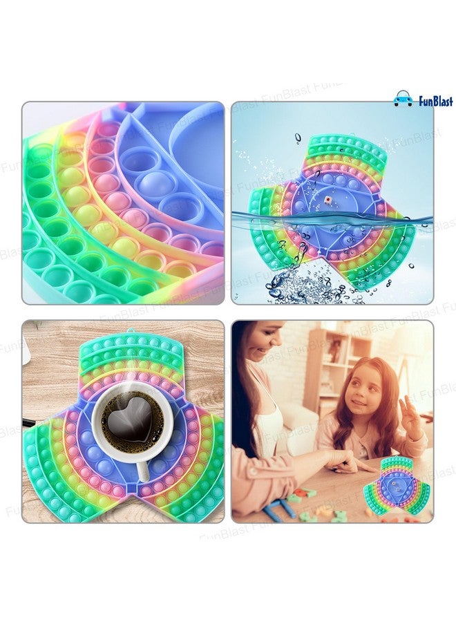 فنبلاست مجموعة ألعاب FunBlast Jumbo Pop Bubble Fidget Toys للأطفال - لعبة لوحية Ludo للأطفال - لعبة فيدجيت بوب إت من السيليكون لثلاثة لاعبين - متعددة الألوان - Image 2