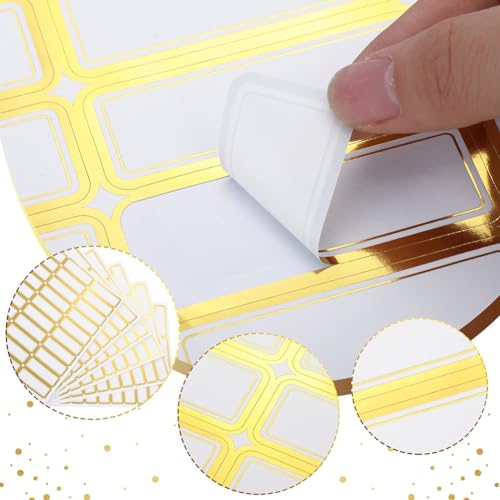 Hodaqe Gold Metallic Name Labels 210 Pcs Self Adhesive Labels Tag Stickers Multi Purpose Adhesive Writable Stickers with Gold Border for Office Home Kitchen School, 210 Labels - Image 4