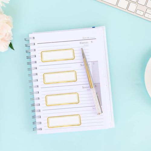 Hodaqe Gold Metallic Name Labels 210 Pcs Self Adhesive Labels Tag Stickers Multi Purpose Adhesive Writable Stickers with Gold Border for Office Home Kitchen School, 210 Labels - Image 3