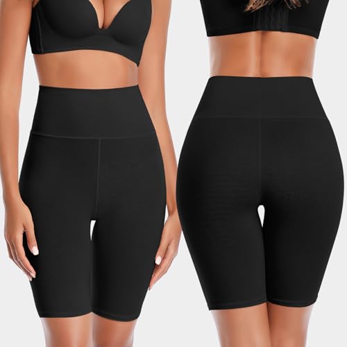 K-CHEONY Women's Biker Shorts Cotton High Waisted Slip Boyshorts Underwear Yoga Workout Gym Shorts Leggings Black - Image 2