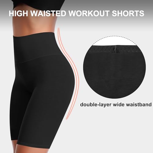 K-CHEONY Women's Biker Shorts Cotton High Waisted Slip Boyshorts Underwear Yoga Workout Gym Shorts Leggings Black - Image 3