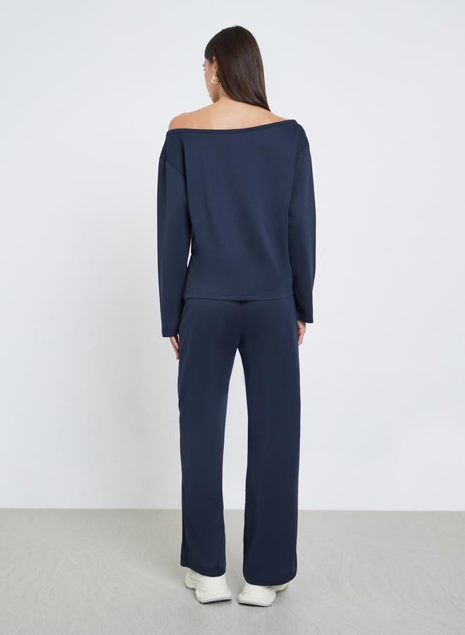 ستايلي طقم منسق من جوغر وبلوزة بياقة غير متماثلة الطول - Image 5