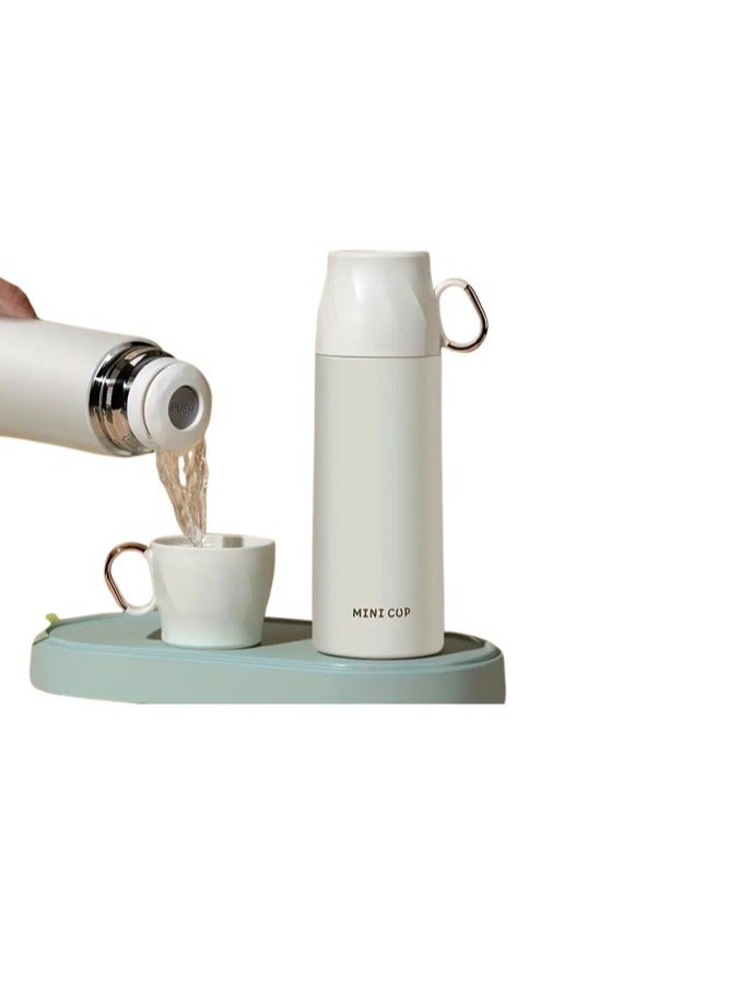 BB Stainless Steel Insulated Liquid Bottle with Double Leak Proof Construction, Water Thermos with Small Handled Drinking Cup Perfect for Hot and Cold Drinks - Multi-Purpose Use in Travel, Sports, Office, Car, 500ml - Beige - Image 1