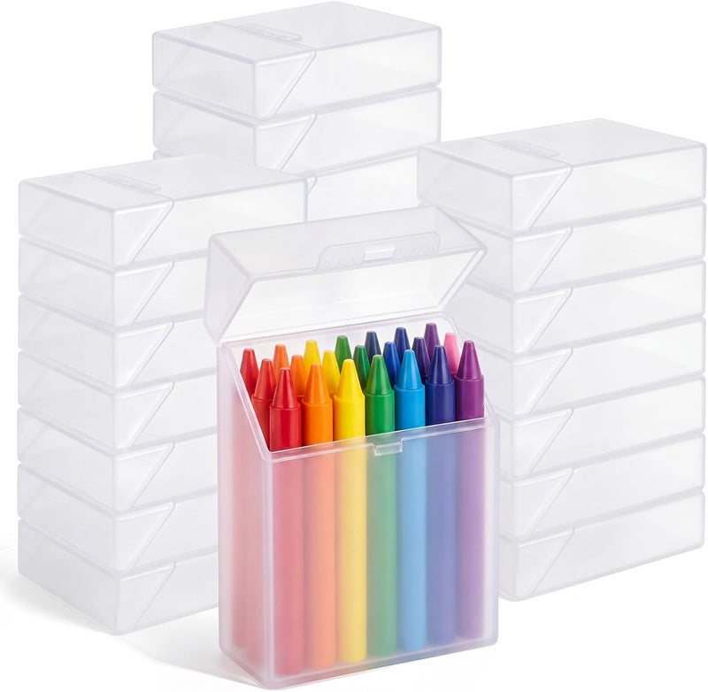 Clabby 36 Pcs Plastic Crayon Organizer Case for 24 Count Crayons Kids Art Supply Storage Box with Lid, Portable Holder for Classroom Home Travel, Fits Standard 24-Pack Crayon (Clear) - Image 1