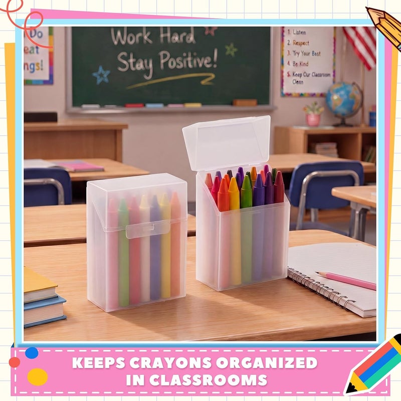 Clabby 36 Pcs Plastic Crayon Organizer Case for 24 Count Crayons Kids Art Supply Storage Box with Lid, Portable Holder for Classroom Home Travel, Fits Standard 24-Pack Crayon (Clear) - Image 5