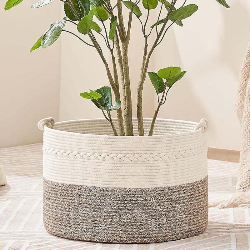 Cotton Rope Storage Basket Woven Clothes Basket Toy Laundry Basket Large Capacity Clothes Storage Storage Frame Organize Groceries Box - Image 1