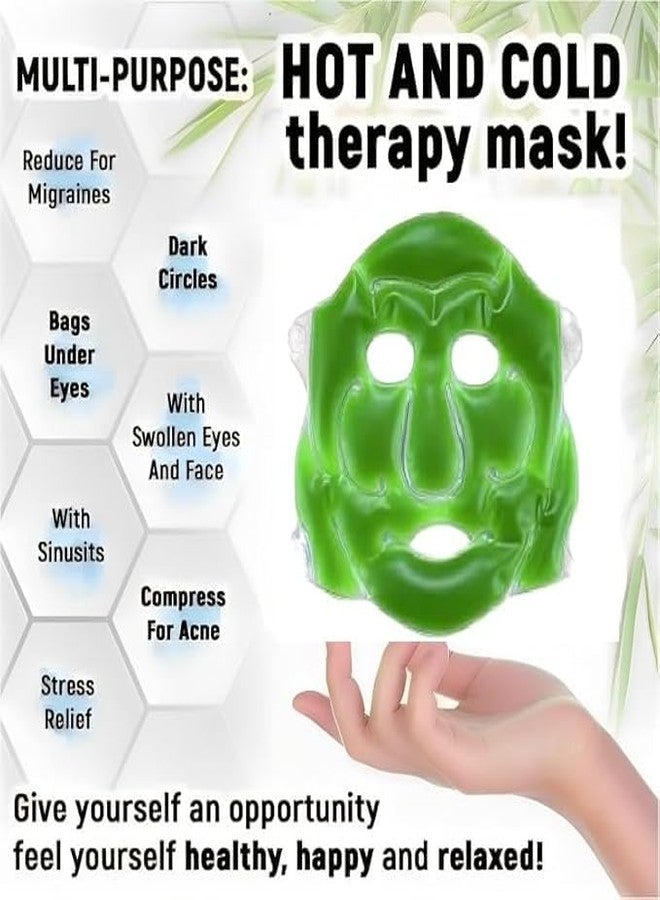 Prostuff.in® Aloe Vera Cool Full Face Mask Summer Ice Cooling mask for Headache & Relaxation Cooling Gel Resuable Hot and Cold Therapy Face Mask 1Pcs (Green) - Image 5