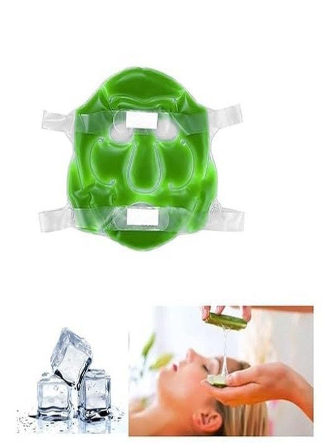 Prostuff.in® Aloe Vera Cool Full Face Mask Summer Ice Cooling mask for Headache & Relaxation Cooling Gel Resuable Hot and Cold Therapy Face Mask 1Pcs (Green) - Image 3