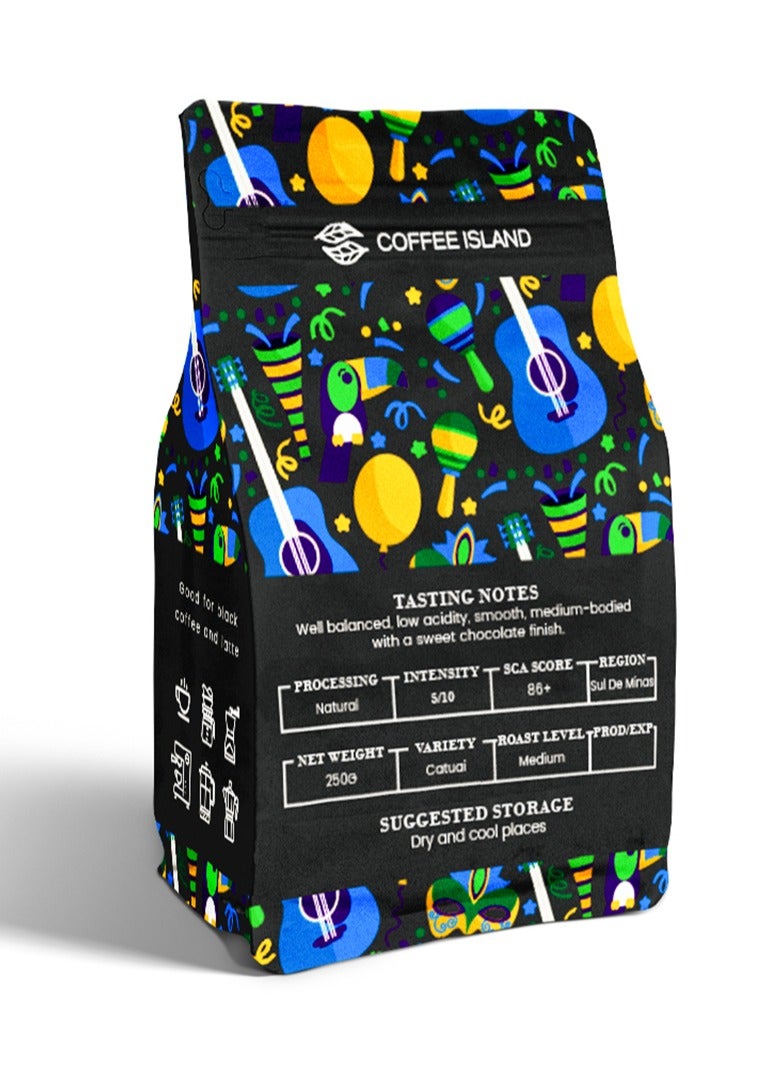 تيلاند قهوة آيلاند برازيل سيرادو فازيندا المتخصصة، 100% أرابيكا، تحميص متوسط، حموضة منخفضة، قوام متوسط، نكهة الشوكولاتة الحلوة، درجة SCA 86+، 250 جرام - Image 2