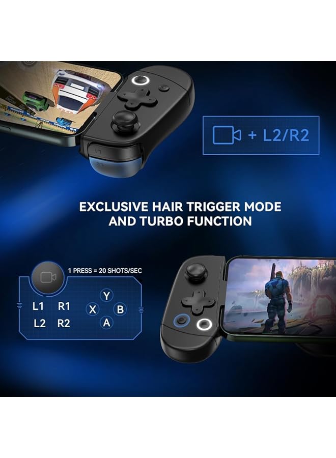 NALACAL وحدة تحكم ألعاب محمولة لأجهزة iPhone مزودة بلوحة توصيل تبريد وعصا تحكم بتأثير هول مع وظيفة توربو ووحدة تحكم ألعاب RGB تدعم Xbox Game Pass وGenshin Impact والمزيد - Image 5