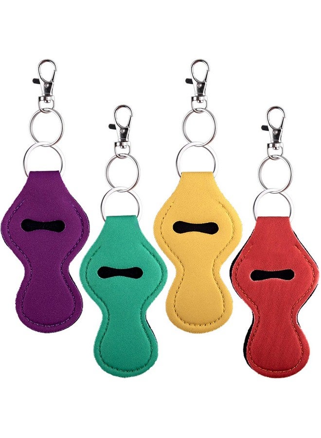 Duufin 24 Pcs Chapstick Holder Keychains Lipstick Holder Keychains with 24 Pcs Metal Clip Cords for Chapstick Tracker and Safeguard, 12 Vibrant Color - Image 3