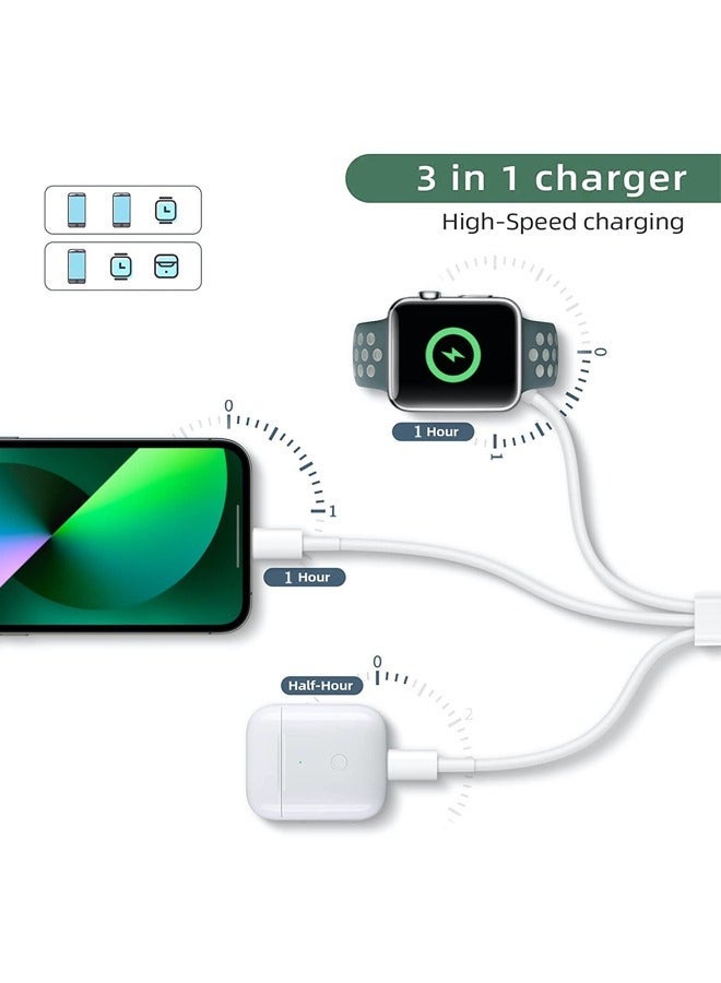 واي آند دي USB C Charging Cable for iPhone and iWatch, Fast 3 in 1 Magnetic Wireless Charger with 2 Cables Compatible Apple - Image 2
