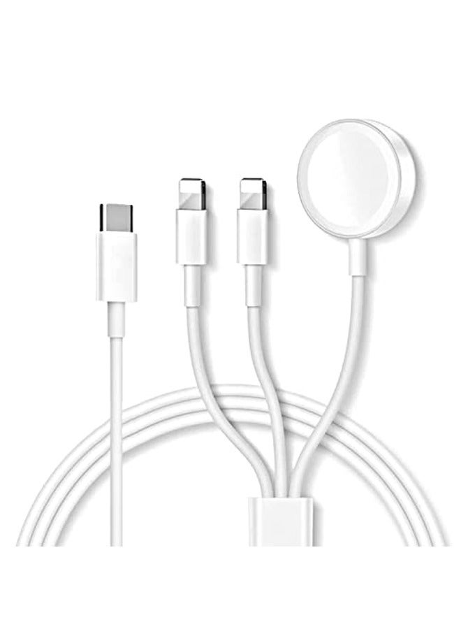 واي آند دي USB C Charging Cable for iPhone and iWatch, Fast 3 in 1 Magnetic Wireless Charger with 2 Cables Compatible Apple - Image 1