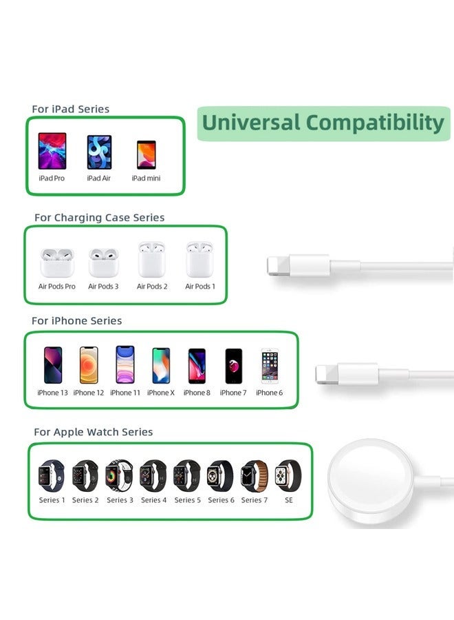 واي آند دي USB C Charging Cable for iPhone and iWatch, Fast 3 in 1 Magnetic Wireless Charger with 2 Cables Compatible Apple - Image 5