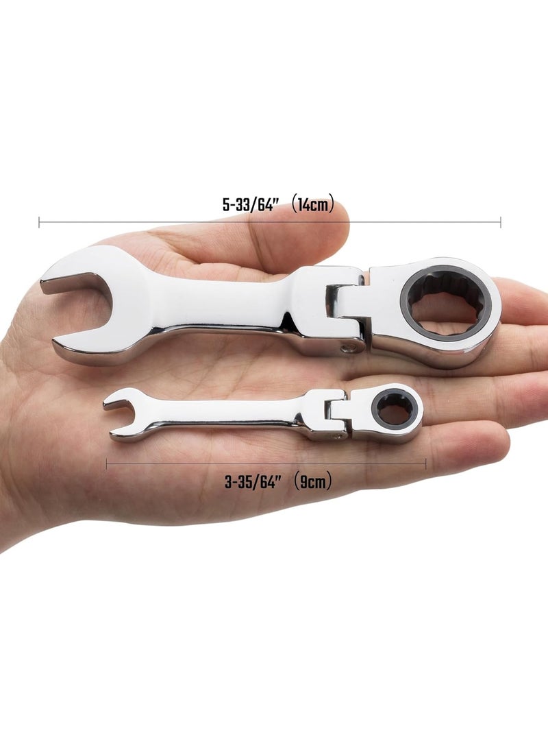 Flex-head Ratcheting Combination Wrench Set, Metric, 12-piece, 8-19mm, CR-V Steel, with Pouch - Image 4