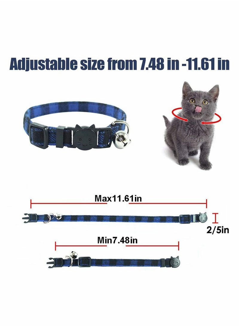 ماركة غير محددة Cat Collars Quick Release with Bell, Adjustable 20-30cm for Most Domestic Cats, Safe Breakaway Kitten Collar, Plaid Design, 3 Pack  - Image 5