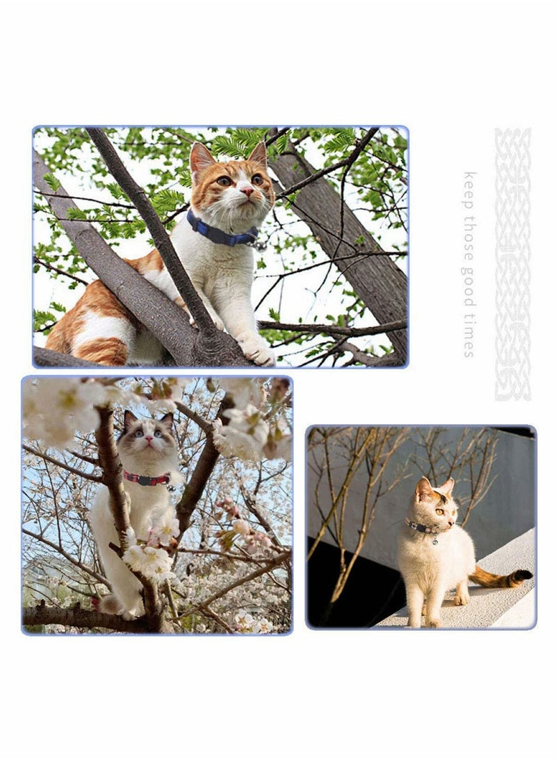 ماركة غير محددة Cat Collars Quick Release with Bell, Adjustable 20-30cm for Most Domestic Cats, Safe Breakaway Kitten Collar, Plaid Design, 3 Pack  - Image 4