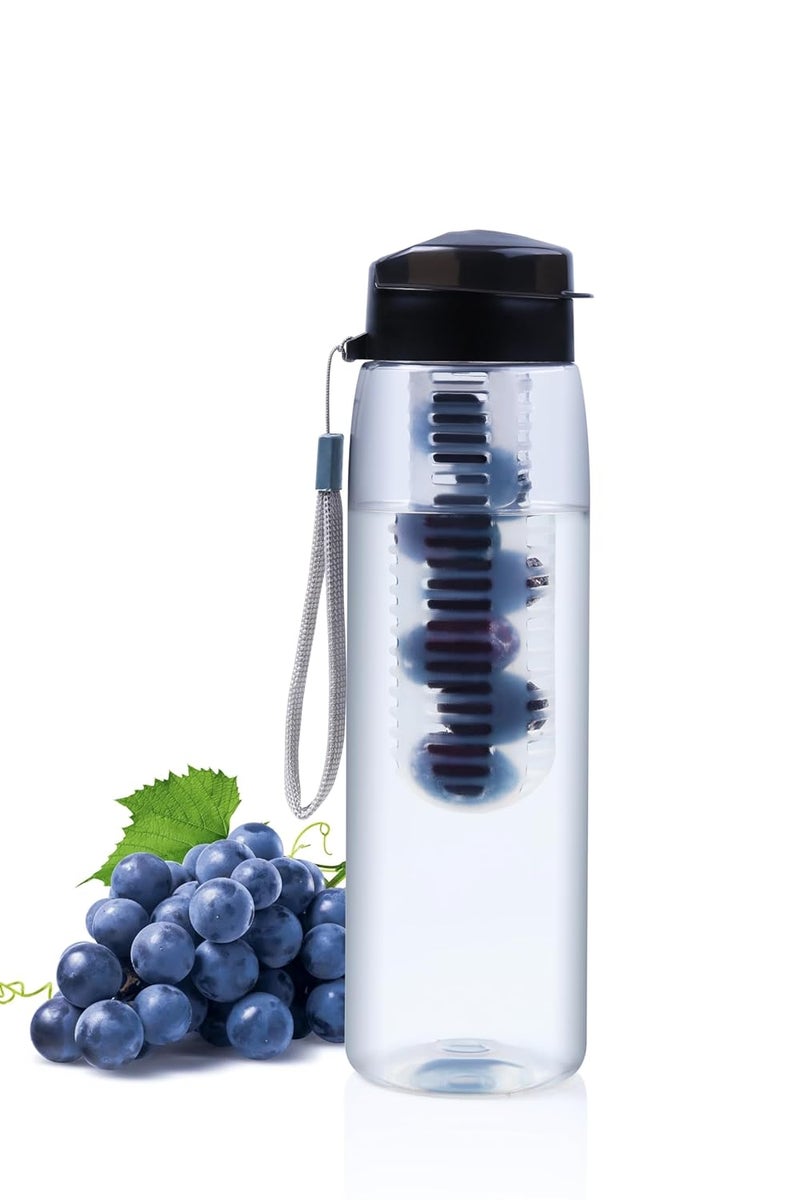 GOPI Infuse Plastic Water Bottle Detox Bottle with Infuser Chamber Leakproof Plastic Bottle with Wide Mouth Opening Ideal for Gym Office Travel Set of 4 800ml Assorted - Image 5