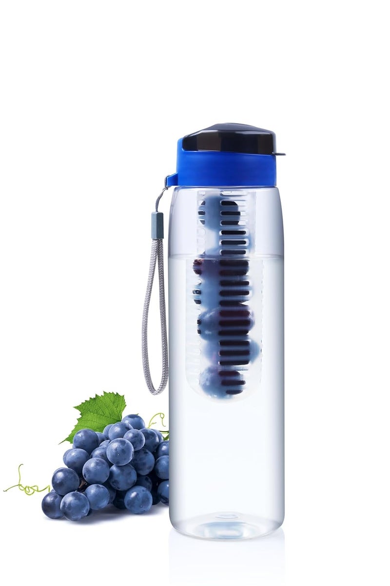 GOPI Infuse Plastic Water Bottle Detox Bottle with Infuser Chamber Leakproof Plastic Bottle with Wide Mouth Opening Ideal for Gym Office Travel Set of 4 800ml Assorted - Image 4
