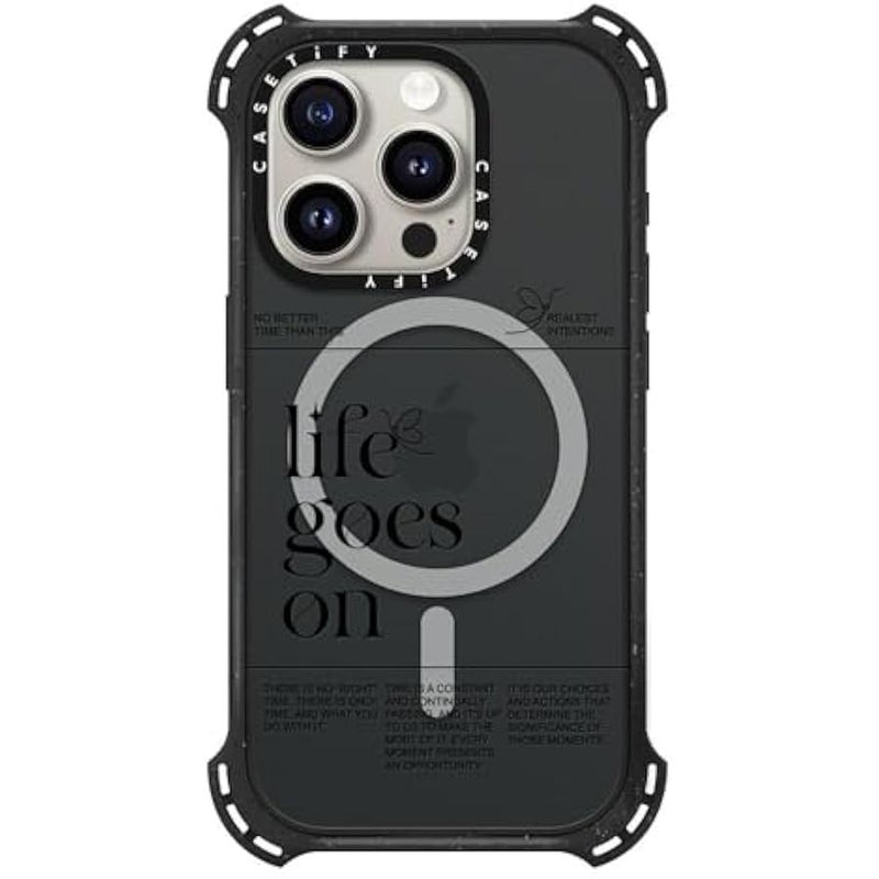 Casetify Bounce iPhone 15 Pro Case 【6X Military Grade Drop Tested / 21.3ft Drop Protection/Compatible with Magsafe】 - Life Goes On - Triple Black - Image 1