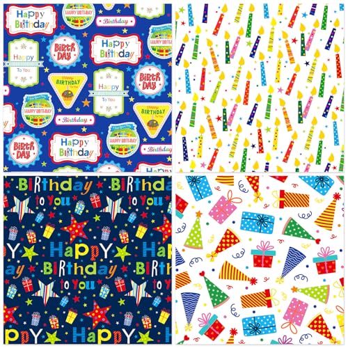 WLXTREE 24 Sheets Happy Birthday Scrapbook Paper Pad,160gsm Textured Double-Sided Pattern Planner Junk Journal Craft Paper,Card Making Supplies,30×30cm - Image 4
