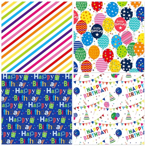 WLXTREE 24 Sheets Happy Birthday Scrapbook Paper Pad,160gsm Textured Double-Sided Pattern Planner Junk Journal Craft Paper,Card Making Supplies,30×30cm - Image 3