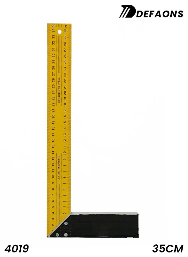 ديفاونز مسطرة زاوية مربعة الشكل مقاس 35 سم مع شفرة من الفولاذ المقوى ومقبض من الألومنيوم، أداة قياس دقيقة لأعمال النجارة والتخطيط ووضع العلامات بزاوية 90 درجة - Image 1