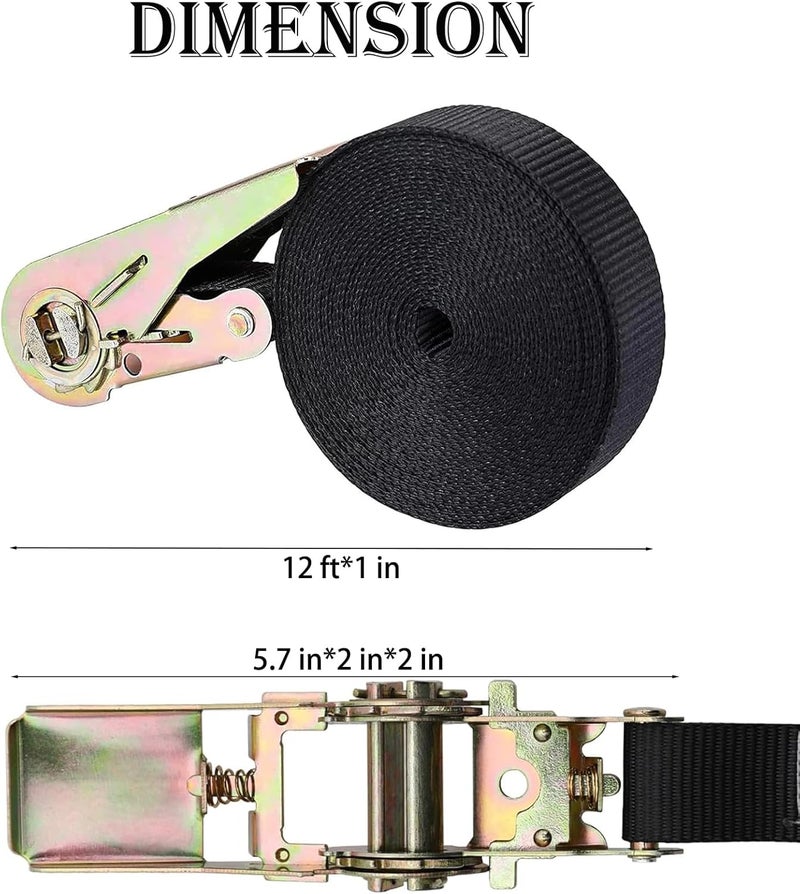 MOOCY Small Ratchet Strap,Heavy Duty Endless Ratchet Tie Down Straps,NO Hook Nylon Black Tie Down Straps,Mini Endless Ratchet Straps for Motorcycles, Kayak - Image 2