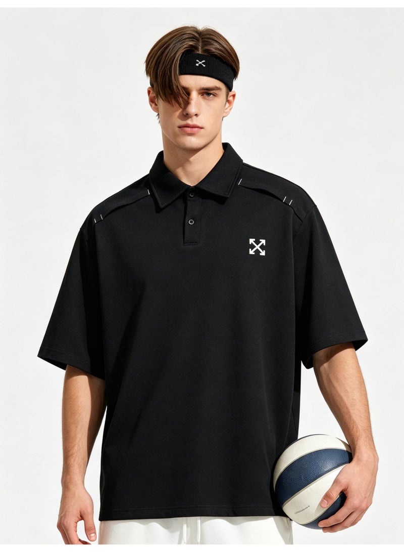 OFF-WHITE shoulder pressure line Polo shirt for men and women 100% cotton loose American short-sleeved couple sports shirt - Image 2