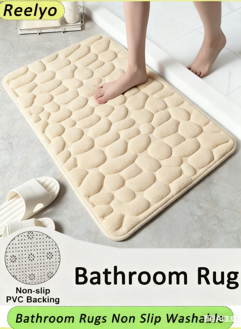 Reelyo Bathroom Rug Quick Dry Mats, Soft and Absorbent Bathroom Rugs, Rubber Backing Machine Washable Shower Floor Rugs, Bathmat Runner, Bathroom Home Decor Accessories（40*60cm） - Image 1