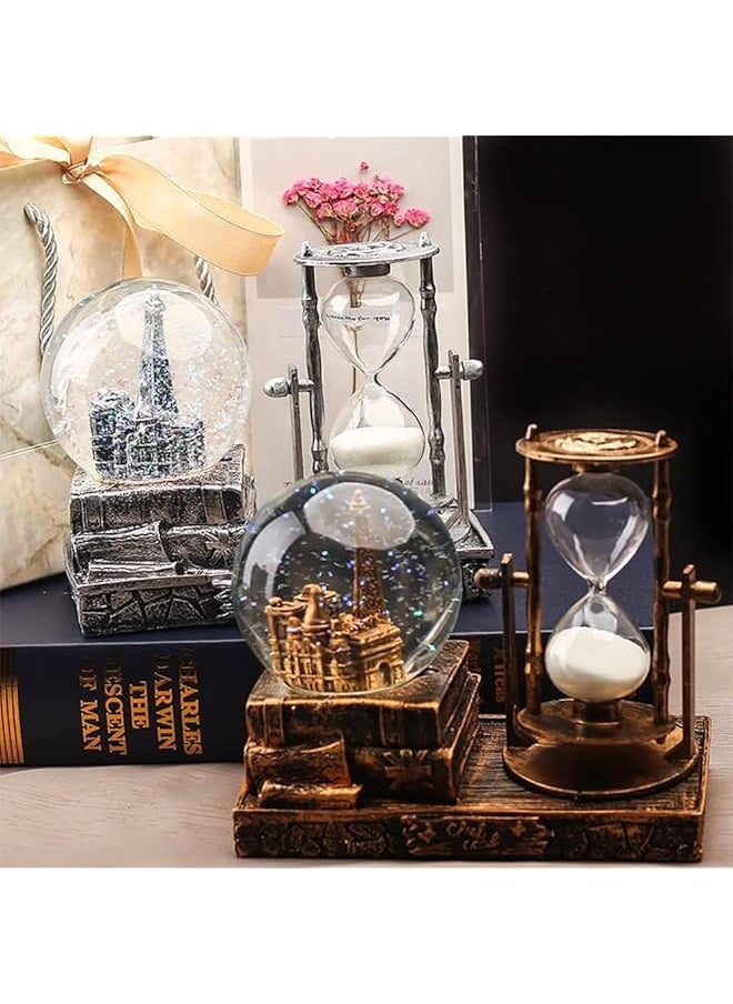 erorex Led Music Crystal Snow Globe With Hourglass Timer Retro Castle Musical Globe With Color Changing Led Lights Home Decoration Statue Figurine Table Centerpieces Ornaments For Home Decor Brass  - Image 5
