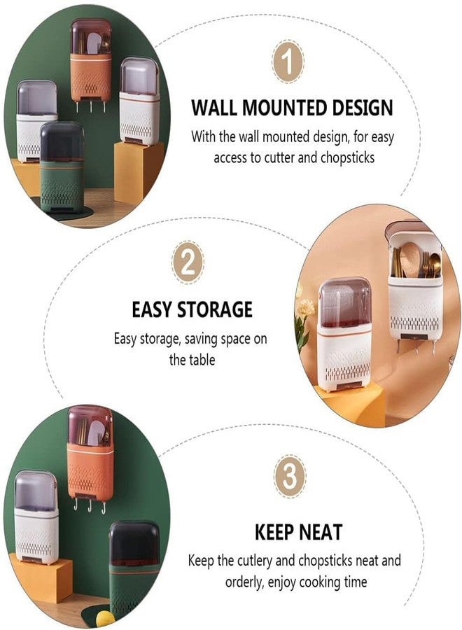 Swabs Wall Mounted Multifunctional Spoon Fork Chopstick Storage Holder Box Tableware Shelf Organazation Rack Cutlery Drain Rack Organizer Case for Kitchen,Storage Holder (White) - Image 3
