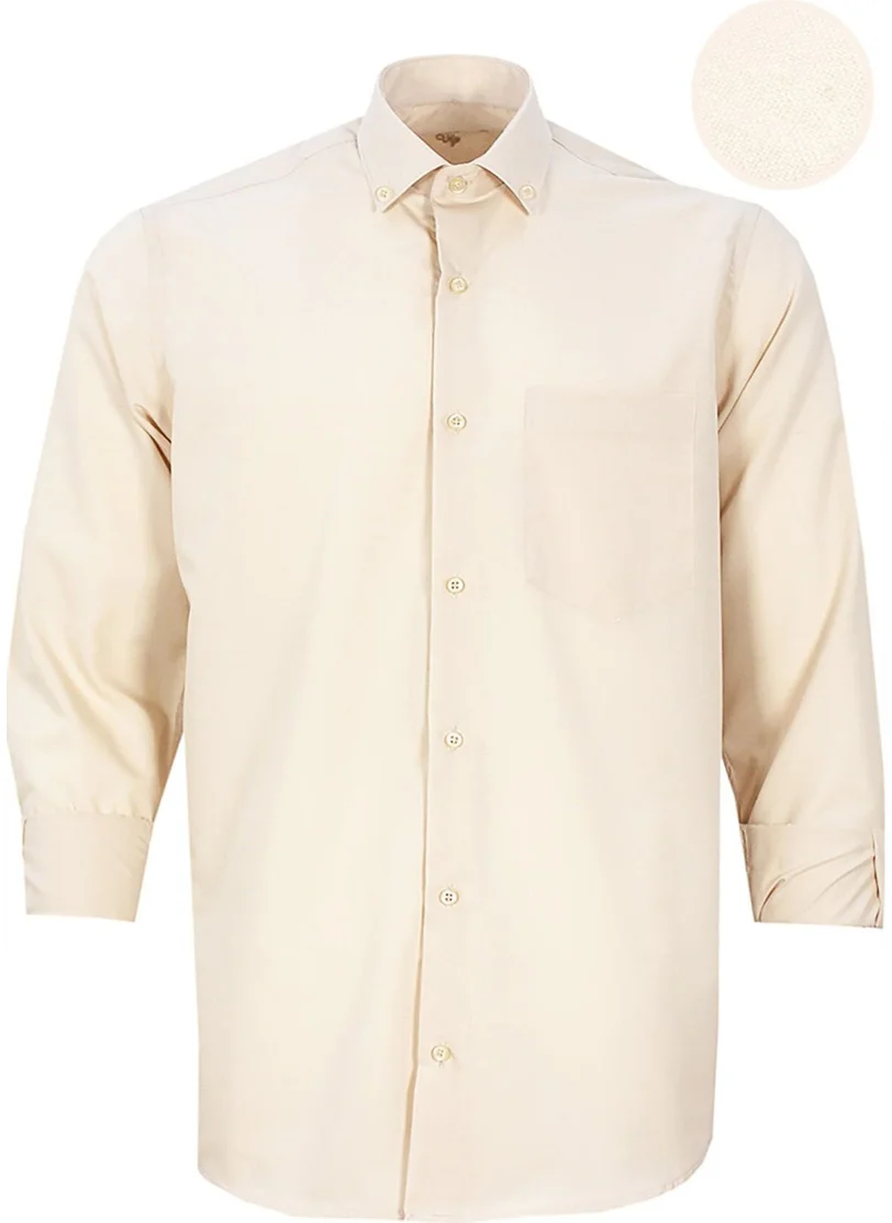 فاريتا Men's Gray Plus Size Long Sleeve Pockets Straight Men's Shirt